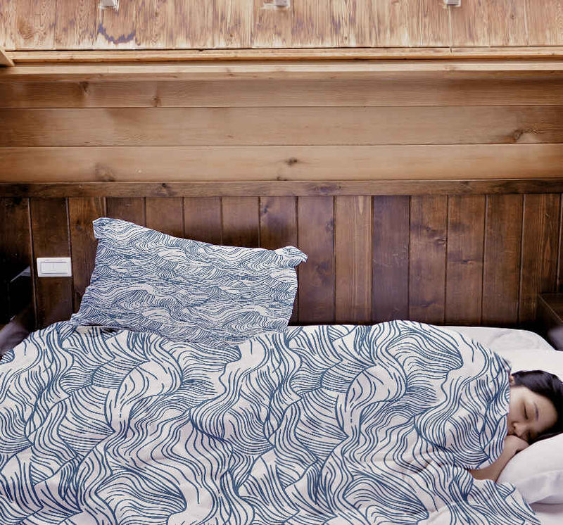Therapiedekens katoenen hoes golven in blauw