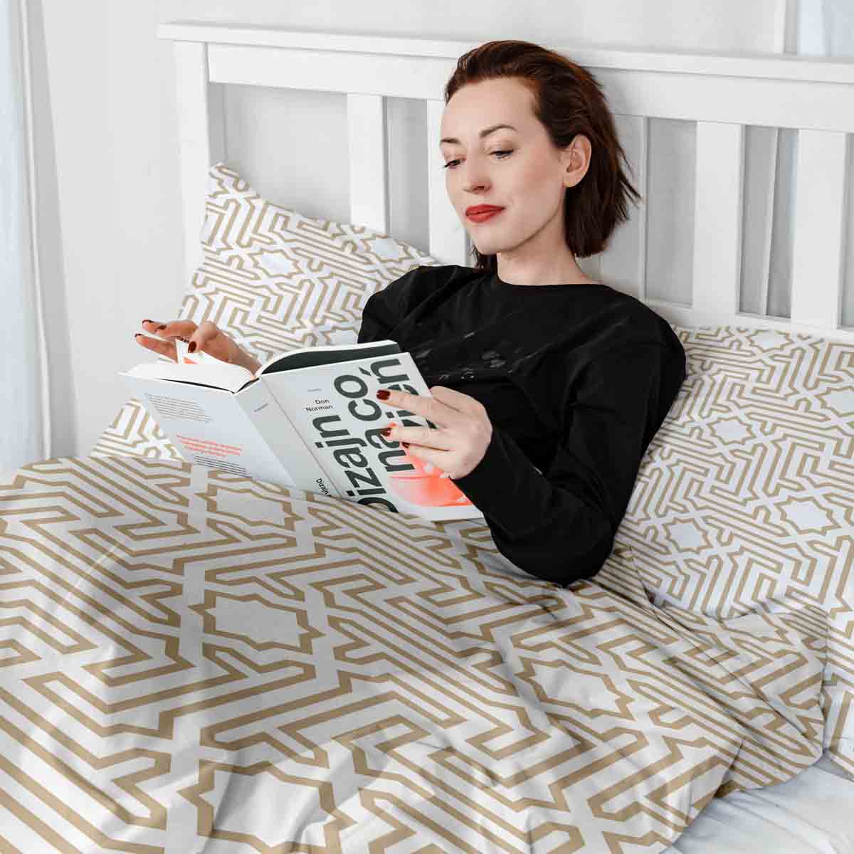 Therapiedekens beddengoed set beige met vormen