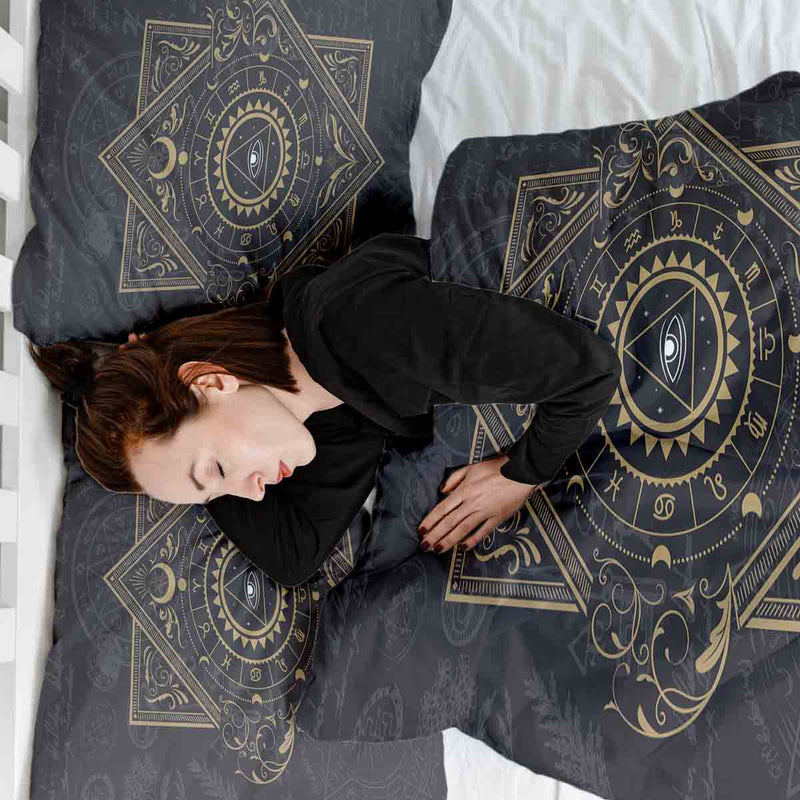 Therapiedecken beddengoed set zwart mystiek mandala