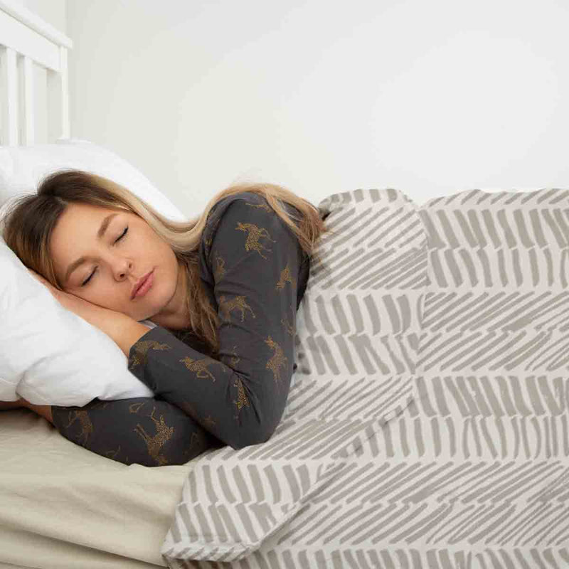 Therapiedekens katoenen hoes beige met strepen