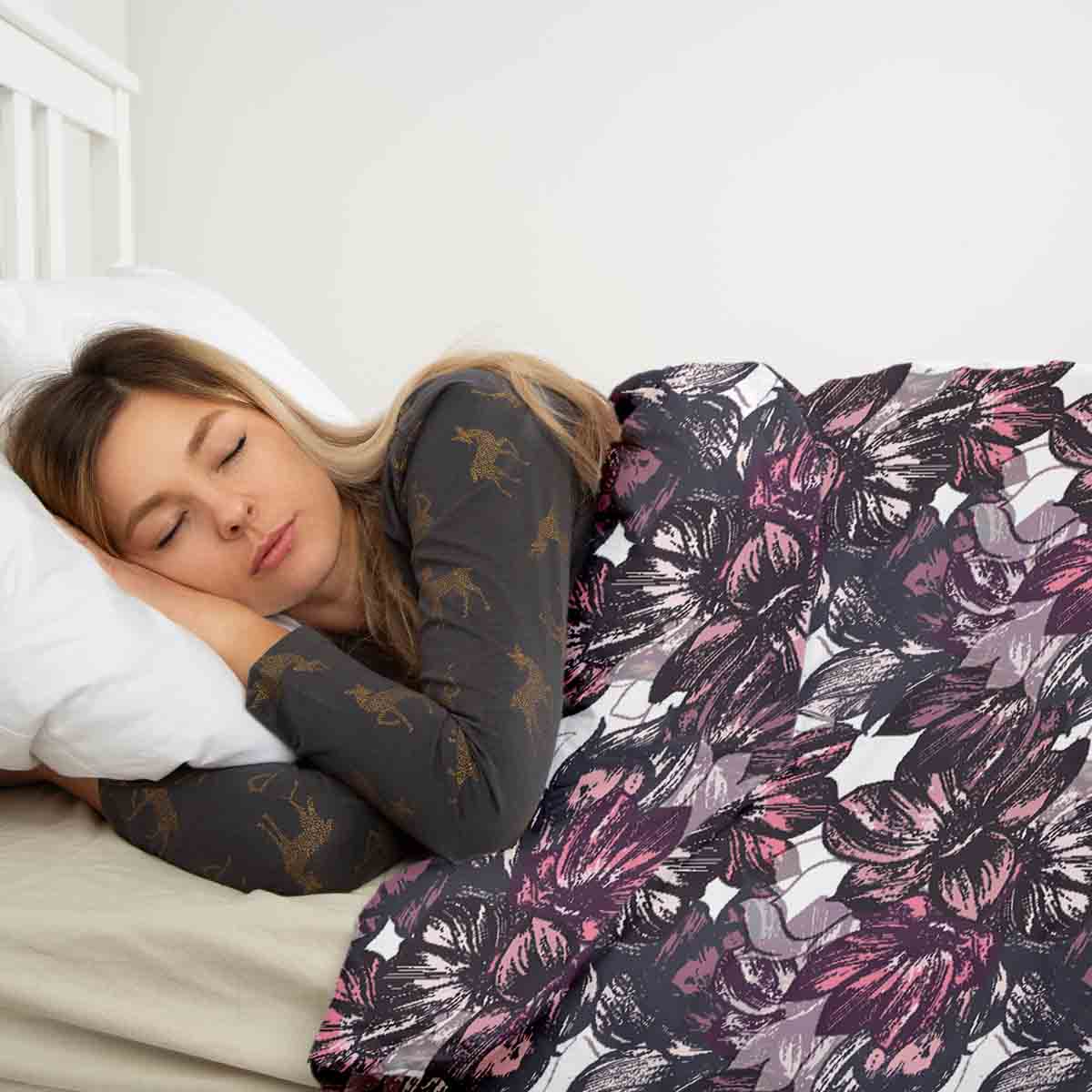 Original Therapiedecke - Baumwoll Bettwäsche Set mit lila Blumenmeer