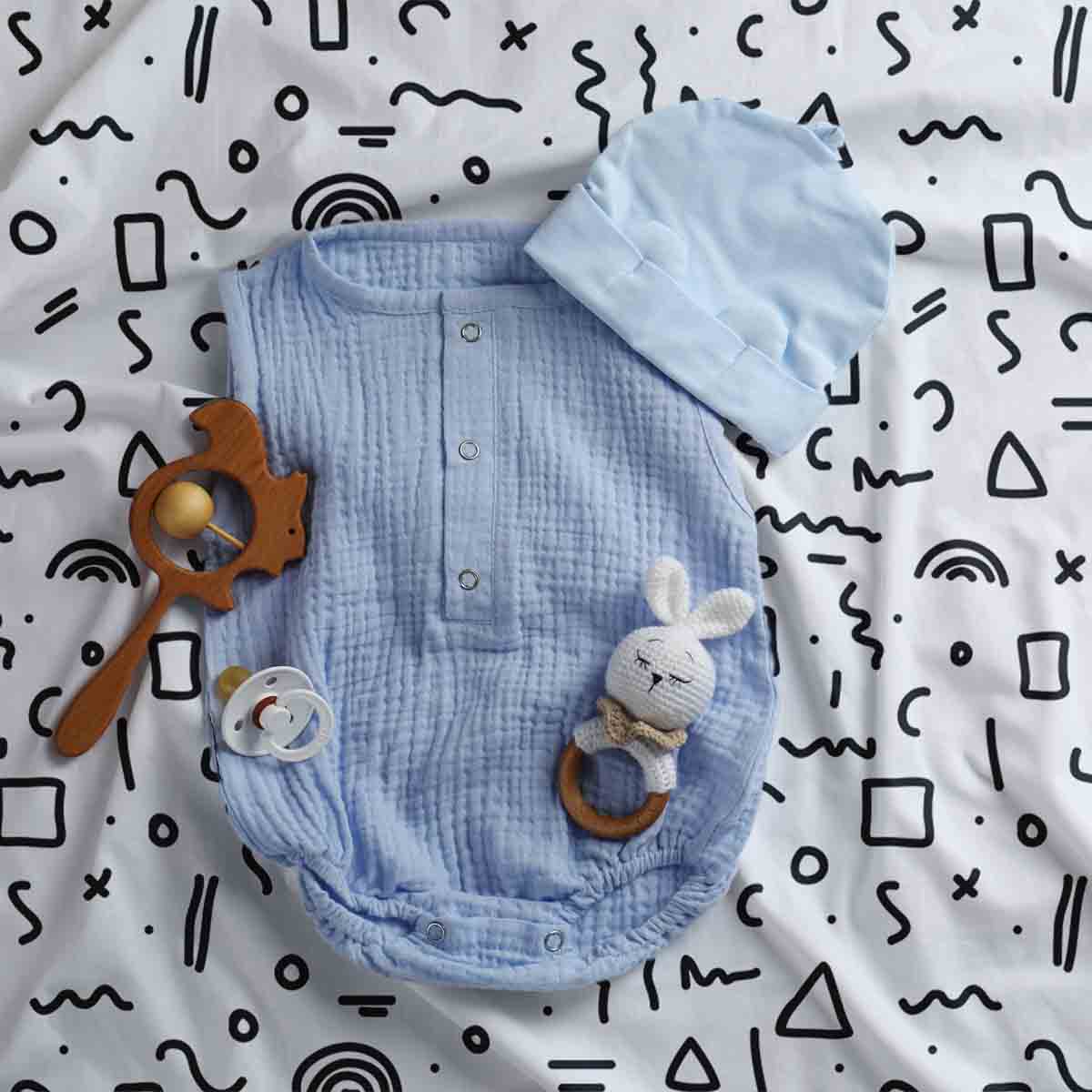 Original Therapiedecke - Baumwoll Bettwäsche Set Weiß mit Formen in Schwarz