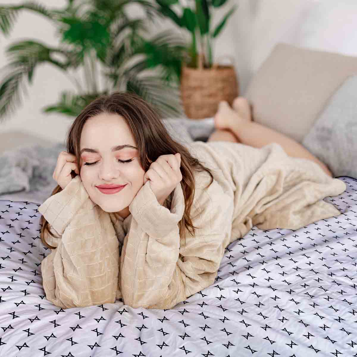 Originele therapiedeken - katoenen hoes wit met kleine strikjes