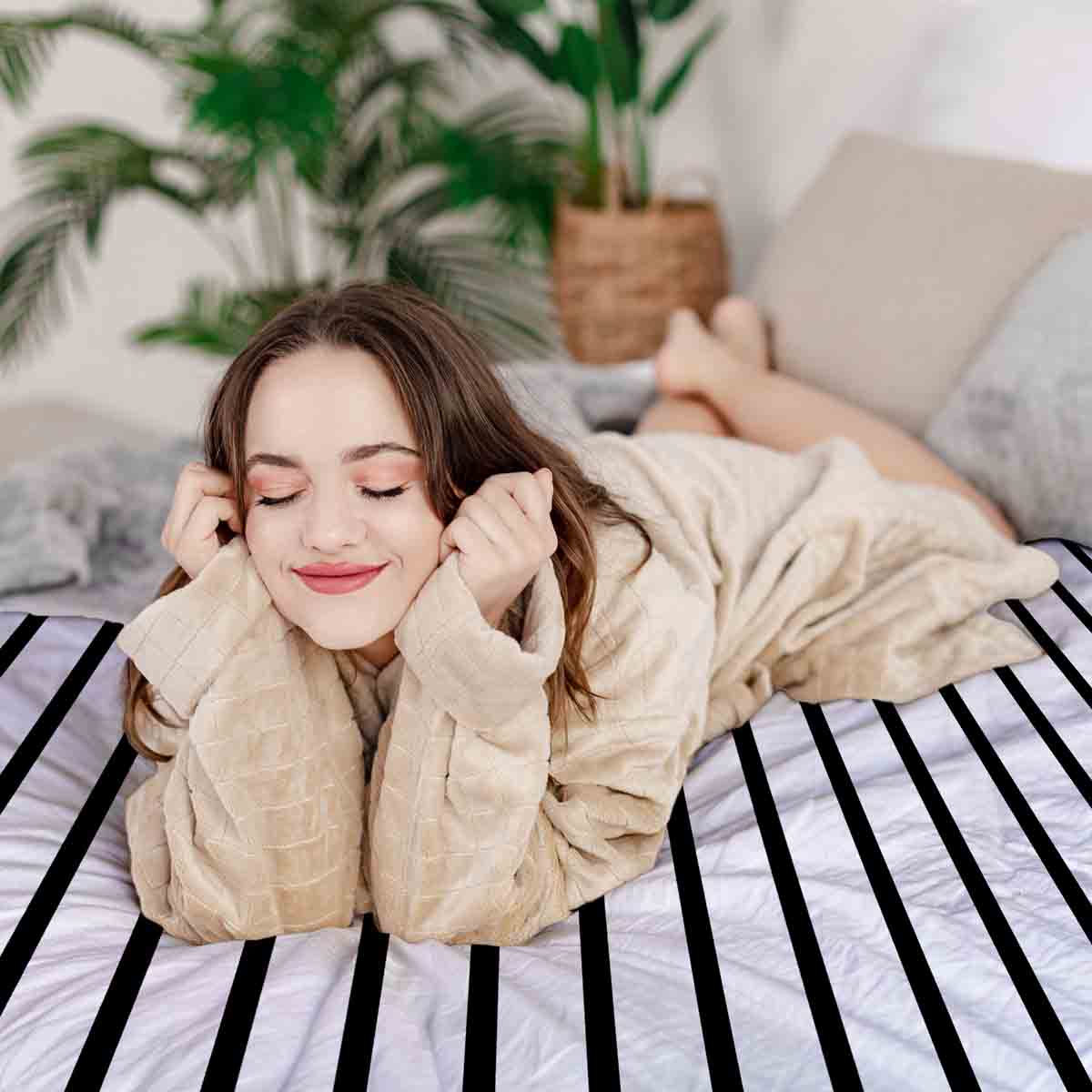 Therapiedecken beddengoed set grijze dwarsstrepen