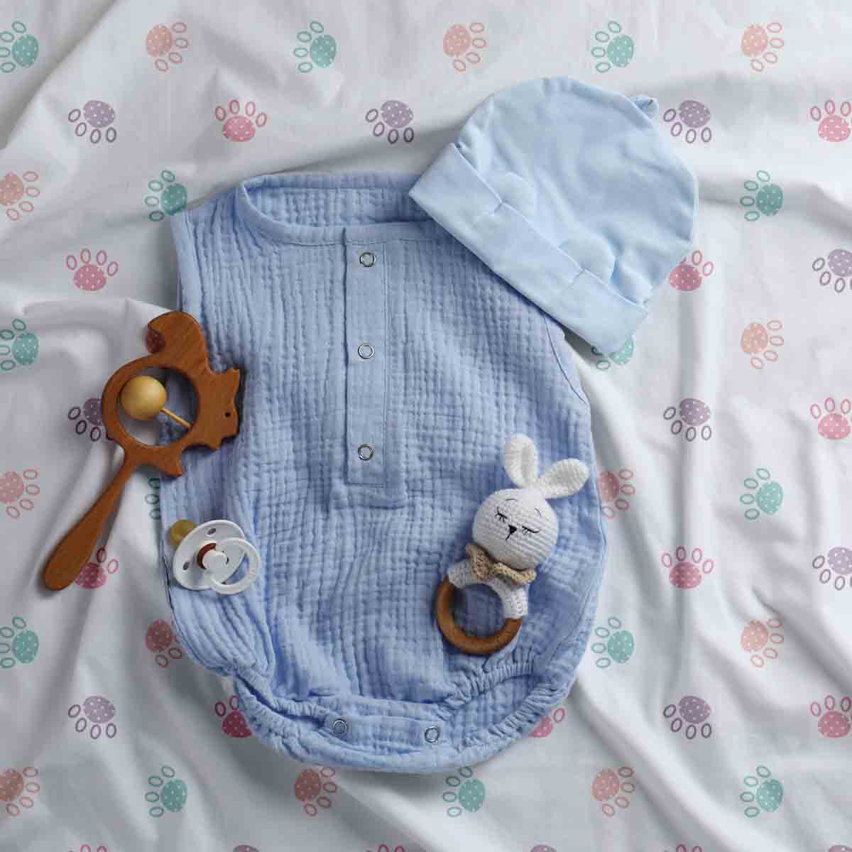 Therapiedekens beddengoed set wit met gekleurde pootafdrukken