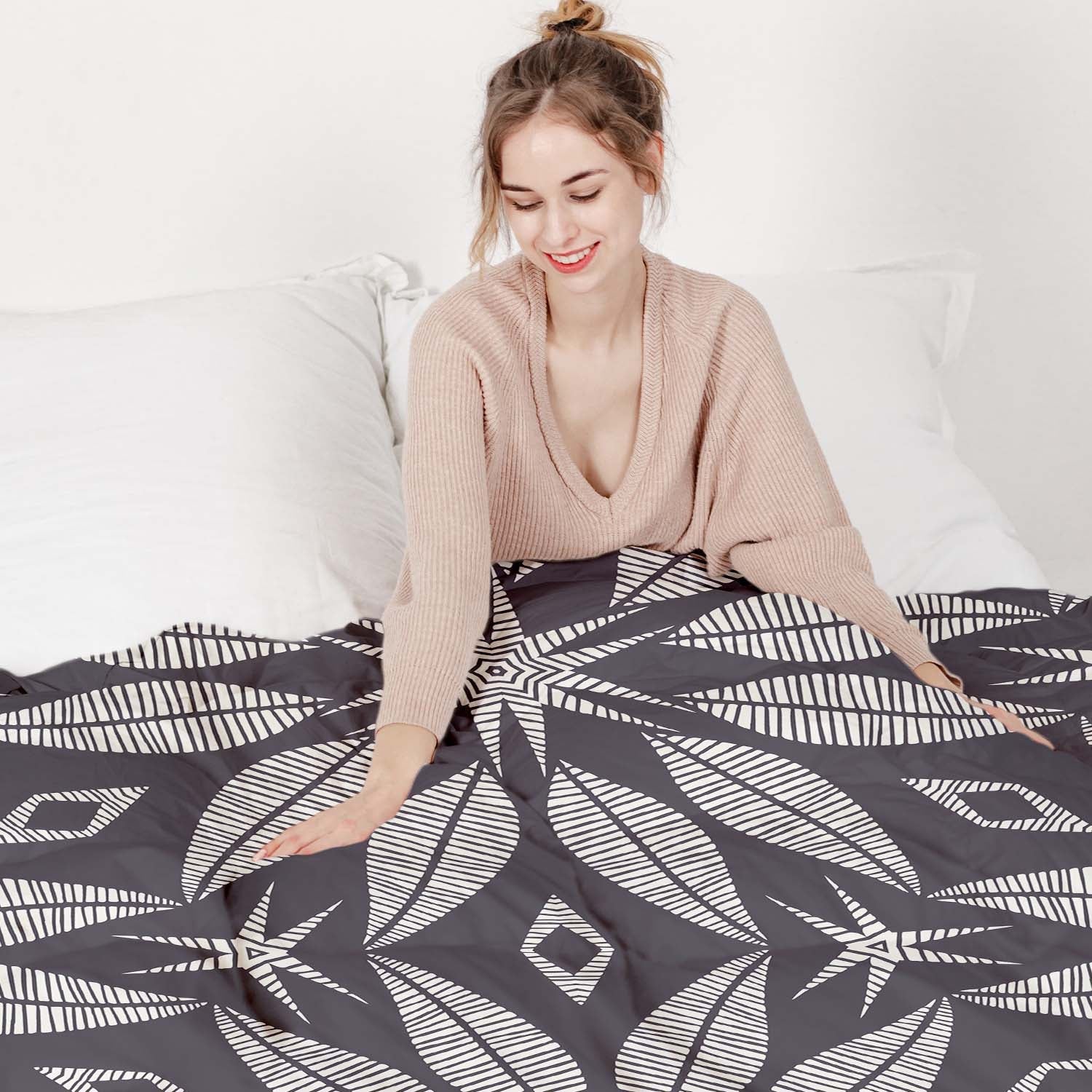 Therapiedekens beddengoedset met grote bloem