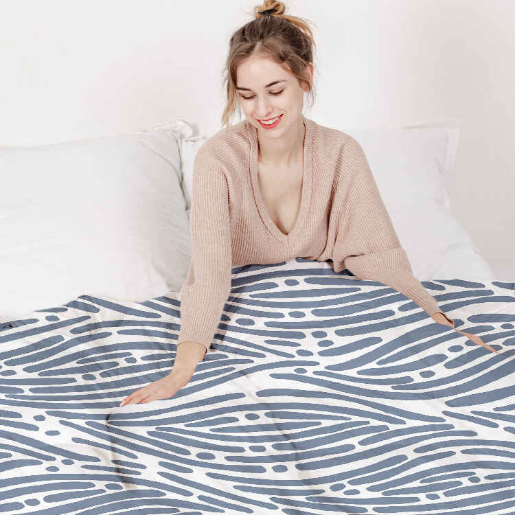 Therapie dekens katoenen hoes golvend patroon blauw