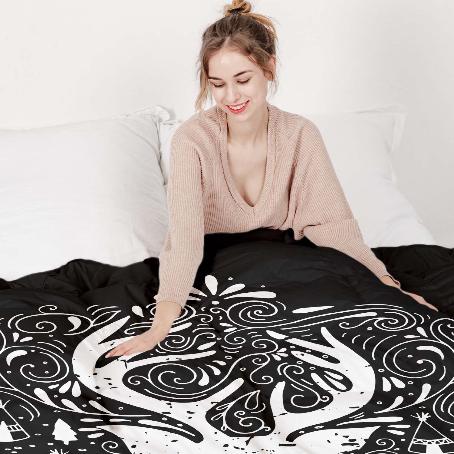 Therapiedekens Beddengoed Set Zwart Vrolijk Kerstfeest