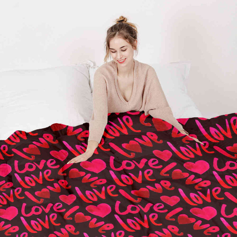 Therapiedekens katoenen hoes zwart met opschrift Love