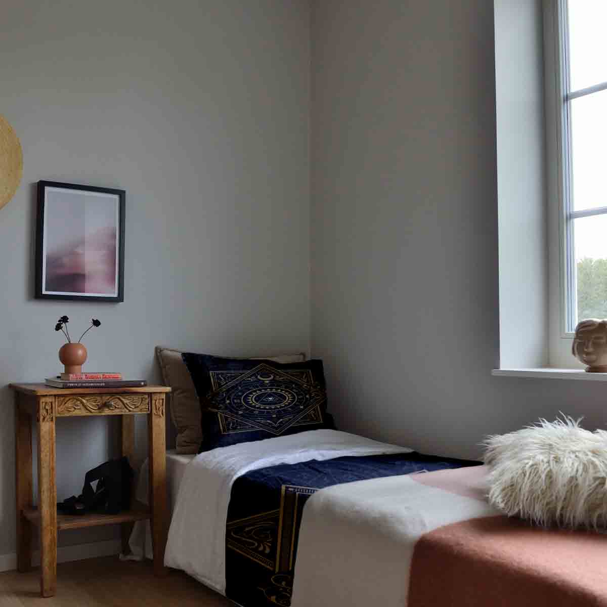 Originele therapiedeken - katoenen hoes zwart mystiek mandala