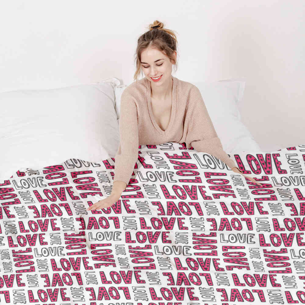 Originele therapiedeken - katoenen hoes wit L.O.V.E