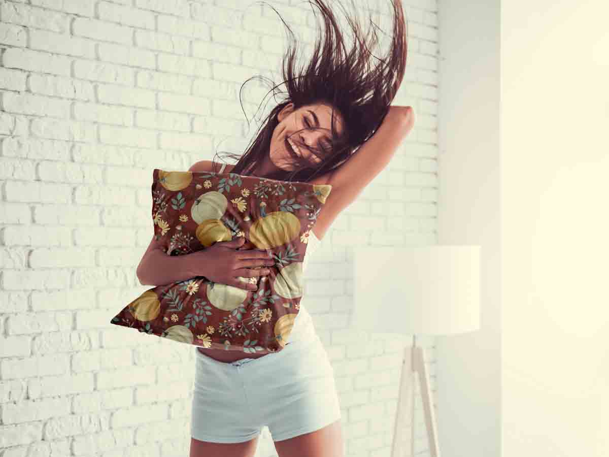 Gesundheitskissen Rot mit Kürbissen