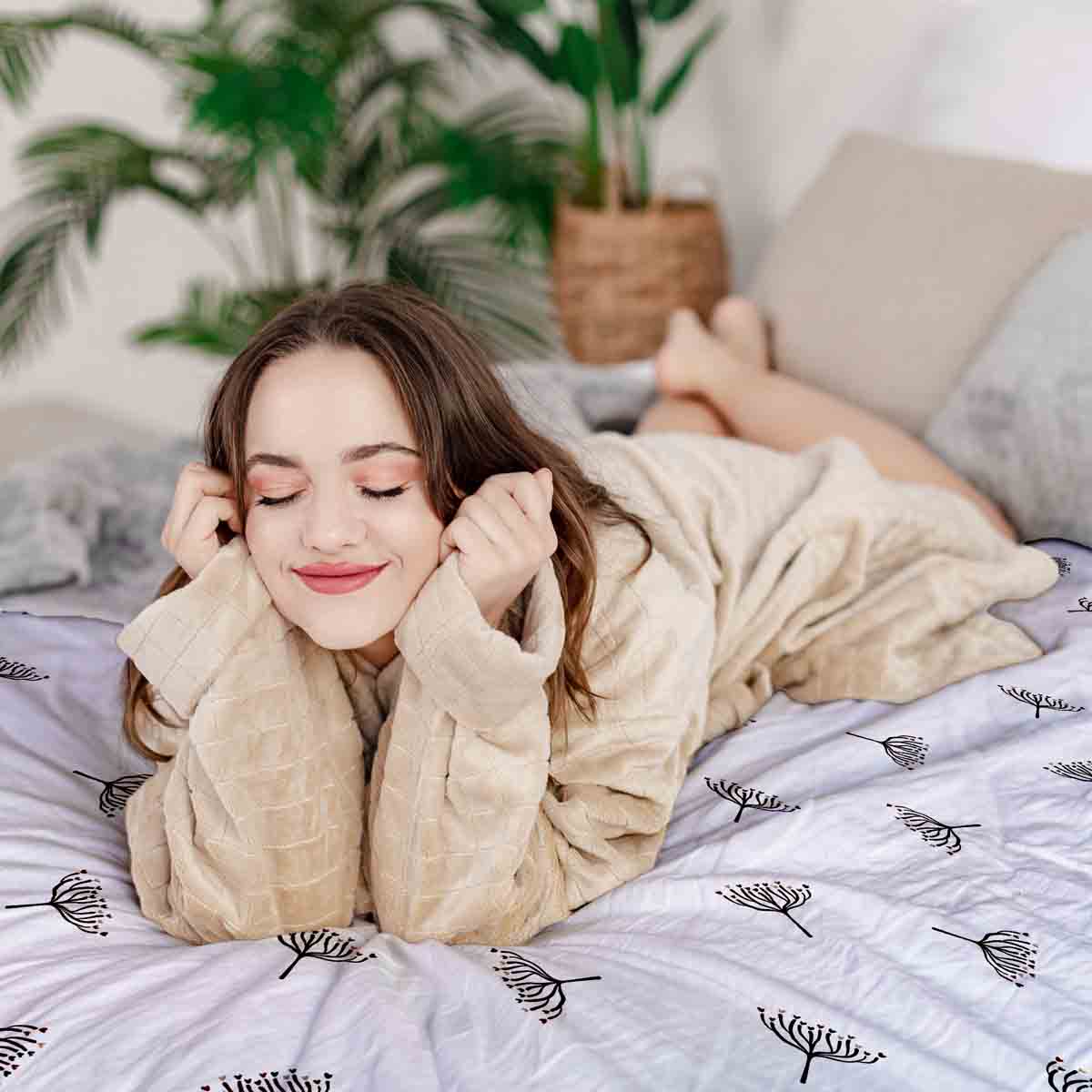 Therapiedekens beddengoed set wit met kleine maretak takjes