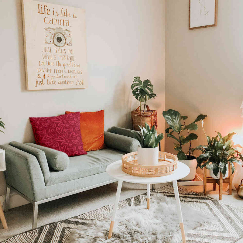 Gezondheidskussen Rood met roze hartmotief