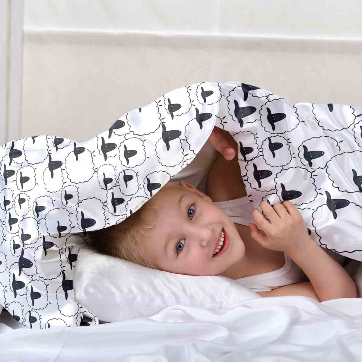 Therapiedekens beddengoed set wit met schapen