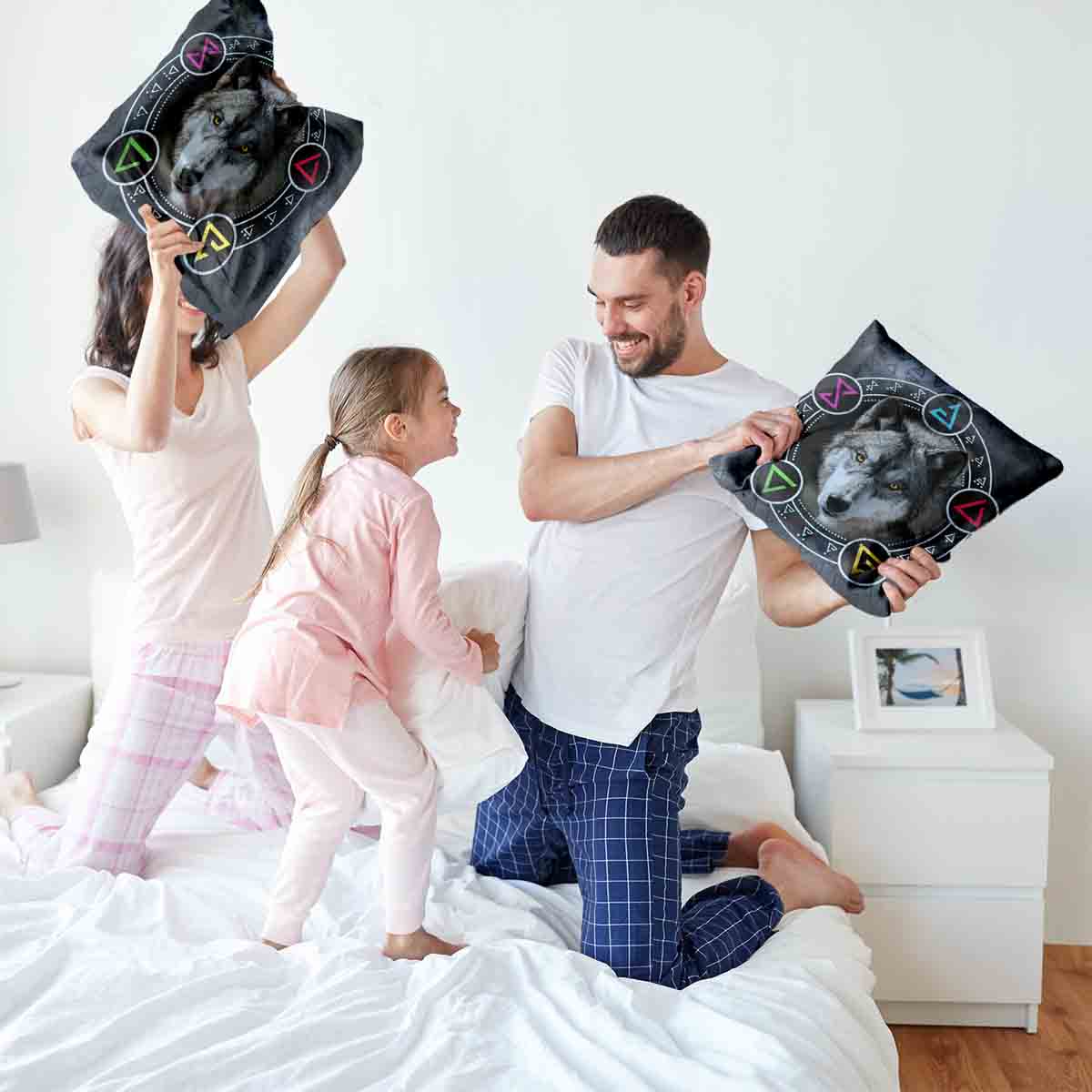 Gesundheitskissen Grau mit Wolf