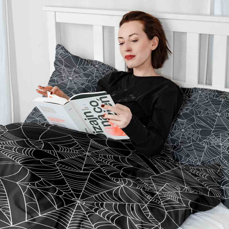 Therapiedekens Beddengoed Set Zwart met Spinnenweb